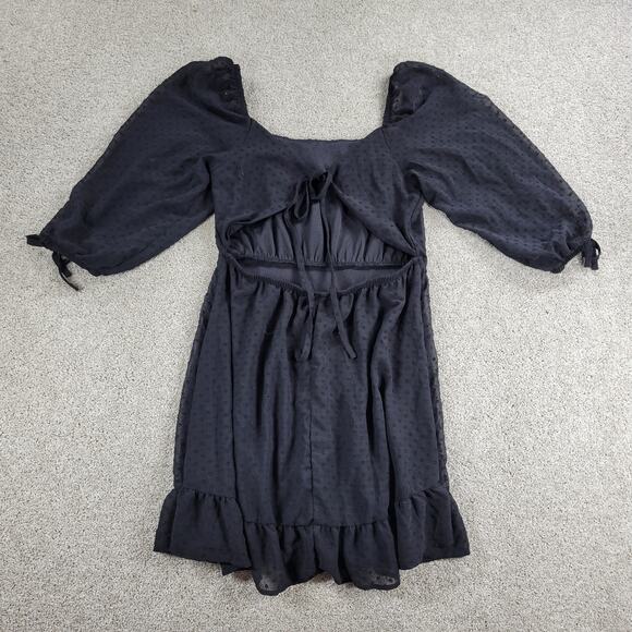 Speechless Blouson Dress Womens L Black Tiered Babydoll Ruffled Tie Backless - Picture 3 of 12